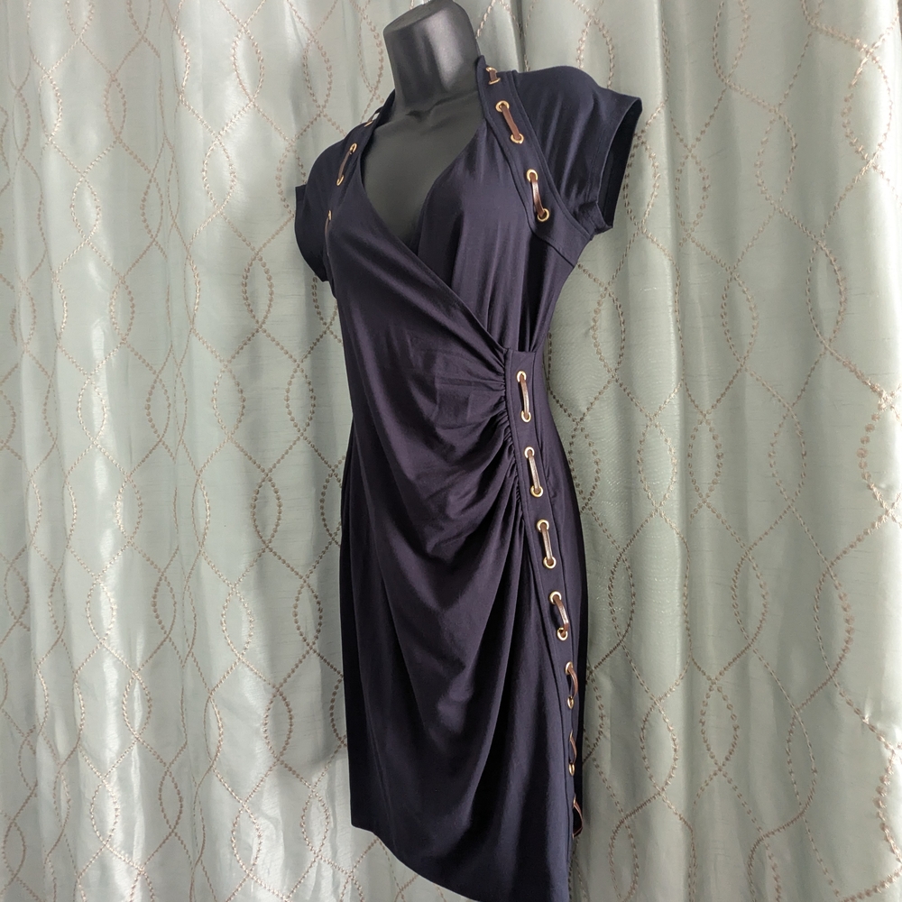 Navy Dress with Gold Accents Tag Is Missing So Mystery Brand - Medium